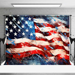 Aperturee - Aperturee Artistic American Flag Photography Backdrop Grunge Splatter Paint USA Banner Background Patriotic July 4th Prop