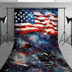 Aperturee - Aperturee Artistic American Flag Sweep Backdrop Grunge Splatter USA Photography Floor Mat Patriotic July 4th Decoration