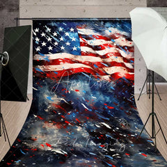 Aperturee - Aperturee Artistic American Flag Sweep Backdrop Grunge Splatter USA Photography Floor Mat Patriotic July 4th Decoration