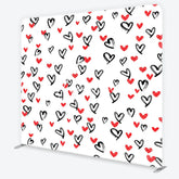 Aperturee - Aperturee Artistic Black and Red Brushstroke Hearts Square Double-Sided Backdrop Romantic Valentine’s Day Celebration Decor