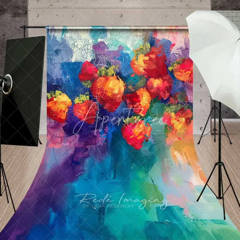 Aperturee - Aperturee Artistic Graffiti Strawberry Wall Sweep Photography Backdrop Abstract Paint Grunge Street Art Photo Background