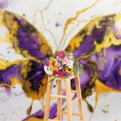 Aperturee - Aperturee Artistic Purple Gold Abstract Butterfly Backdrop