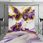 Aperturee - Aperturee Artistic Purple Gold Abstract Butterfly Sweep Backdrop