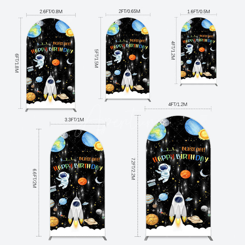 Aperturee - Aperturee Astronaut Galaxy Birthday Bash Off Arch Backdrop