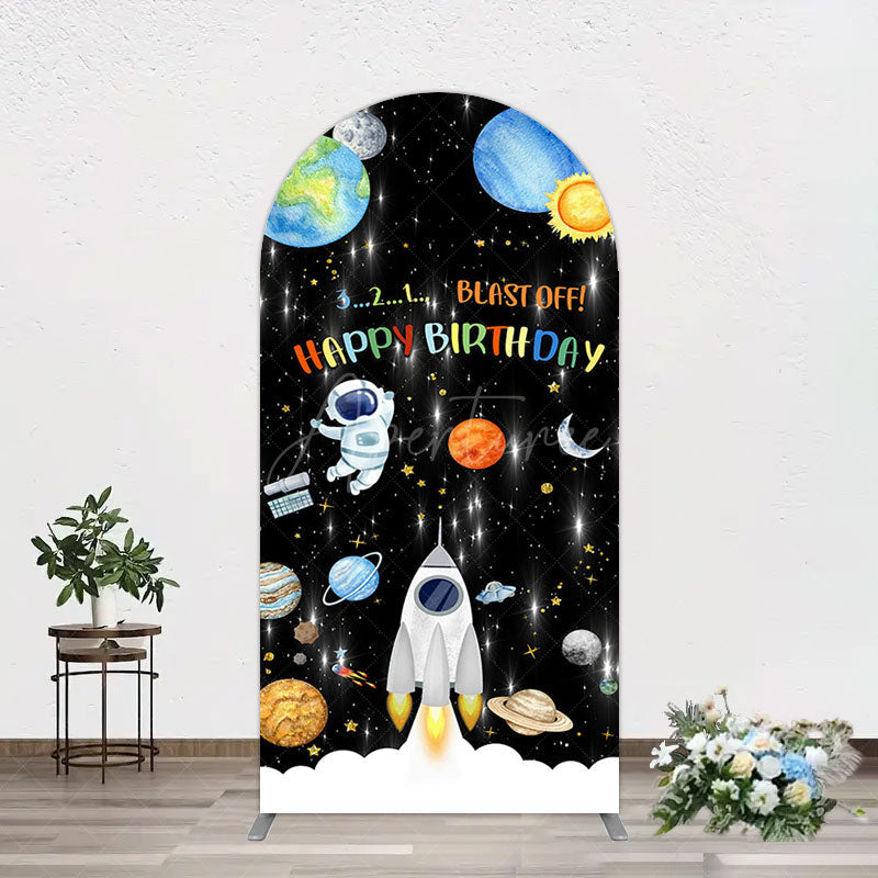 Aperturee - Aperturee Astronaut Galaxy Birthday Bash Off Arch Backdrop