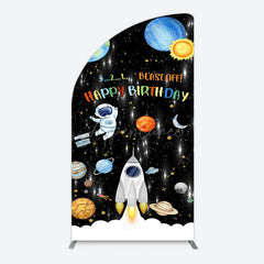 Aperturee - Aperturee Astronaut Galaxy Birthday Bash Off Half Moon Arch Backdrop