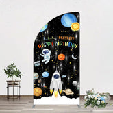 Aperturee - Aperturee Astronaut Galaxy Birthday Bash Off Half Moon Arch Backdrop