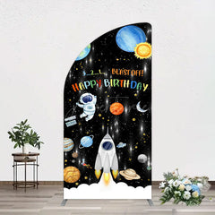 Aperturee - Aperturee Astronaut Galaxy Birthday Bash Off Half Moon Arch Backdrop
