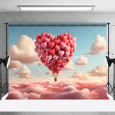 Aperturee - Aperturee Atmosphere Cloud Red Heart Hot Air Balloon Backdrop