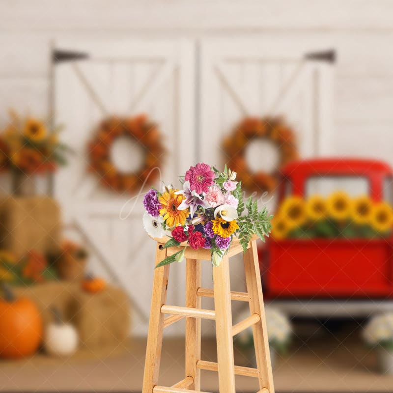 Aperturee - Aperturee Autumn Barn Boho Wooden Door Sweet Wedding Backdrop