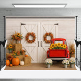Aperturee - Aperturee Autumn Barn Boho Wooden Door Sweet Wedding Backdrop