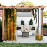 Aperturee - Aperturee Autumn Field Tree Waterproof Printed Outdoor Curtains