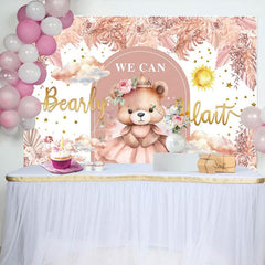 Aperturee - Aperturee Autumn Floral Teddy Bear Girl Baby Shower Backdrop
