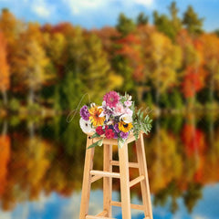 Aperturee - Aperturee Autumn Forest By The Lake Natural Scenery Backdrop