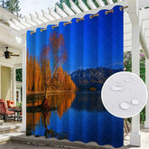 Aperturee - Aperturee Autumn Forest Lake Waterproof Outdoor Curtains For Gazebo