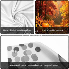 Aperturee - Aperturee Autumn Forest Path with Pumpkins and Fall Leaves Garage Door Banner Thanksgiving Halloween Decor.