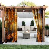 Aperturee - Aperturee Autumn Forest Waterproof Printed Outdoor Curtains
