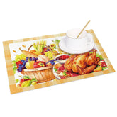 Aperturee - Aperturee Autumn Harvest Sunflower Set of 4 Placemats Yellow Floral Decor for Rustic Farmhouse Thanksgiving Table