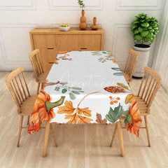 Aperturee - Aperturee Autumn Harvest Tablecloth with Pumpkins and Maple Leaves for Rustic Thanksgiving and Fall Seasonal Decor