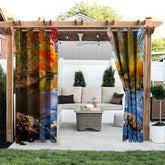 Aperturee - Aperturee Autumn Landscape Waterproof Printed Outdoor Curtains