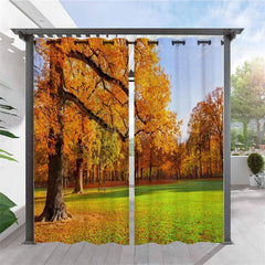 Aperturee - Aperturee Autumn Maple Forest Waterproof Outdoor Curtains For Porch