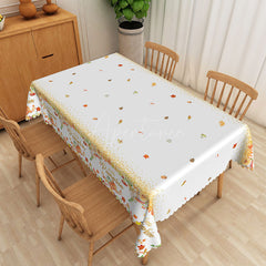 Aperturee - Aperturee Autumn Maple Leaves Rectangle Tablecloth in Red and Brown for Fall Season and Thanksgiving Decor