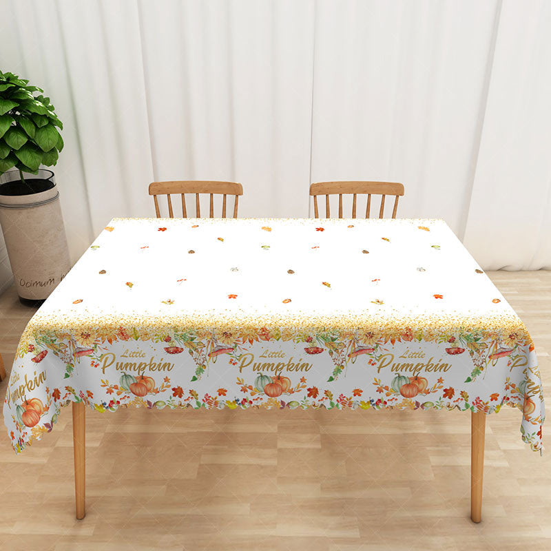 Aperturee - Aperturee Autumn Maple Leaves Rectangle Tablecloth in Red and Brown for Fall Season and Thanksgiving Decor