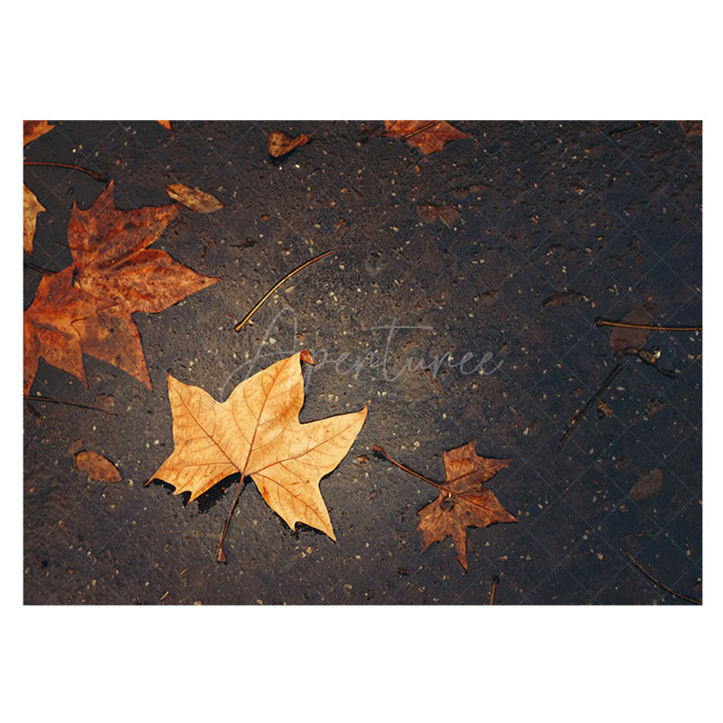 Aperturee - Aperturee Autumn Maple Leaves Street Road Rubber Floor Mat