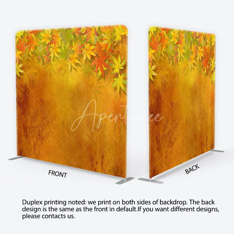 Aperturee - Aperturee Autumn Maple Leaves Tension Fabric Backdrop Golden Grunge Texture Foliage Background Seasonal Portrait Photography