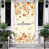 Aperturee - Aperturee Autumn Maple Leaves Welcome Thanksgiving Door Cover