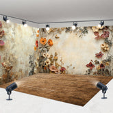 Aperturee - Aperturee Autumn Oil Painting Floral Wood Room Set Backdrop
