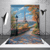 Aperturee - Aperturee Autumn Paris Park Path Tower Scene Photo Backdrop