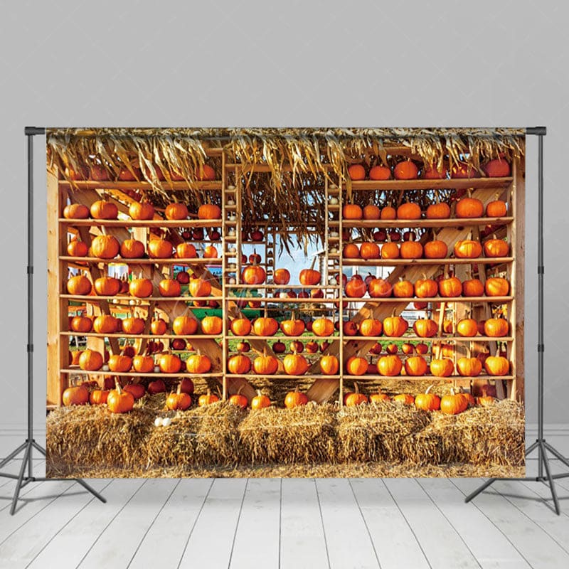 Aperturee - Aperturee Autumn Pumpkin Farm Harvest Photography Backdrop