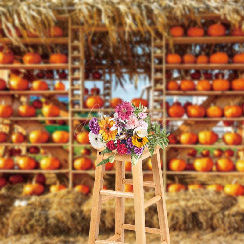 Aperturee - Aperturee Autumn Pumpkin Farm Harvest Photography Backdrop