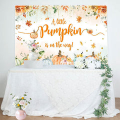 Aperturee - Aperturee Autumn Pumpkin Floral Harvest Baby Shower Backdrop