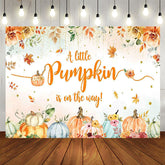 Aperturee - Aperturee Autumn Pumpkin Floral Harvest Baby Shower Backdrop