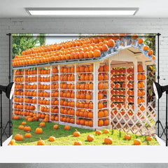 Aperturee - Aperturee Autumn Pumpkin House Sunshine Photography Backdrop