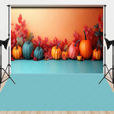 Aperturee - Aperturee Autumn Pumpkin Maple Leaf Aqua Combo Set Backdrop