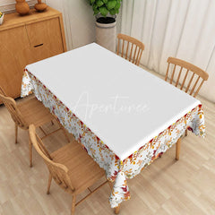 Aperturee - Aperturee Autumn Pumpkin Patch Rectangle Tablecloth with Fall Leaf Pattern for Thanksgiving and Harvest Dinner