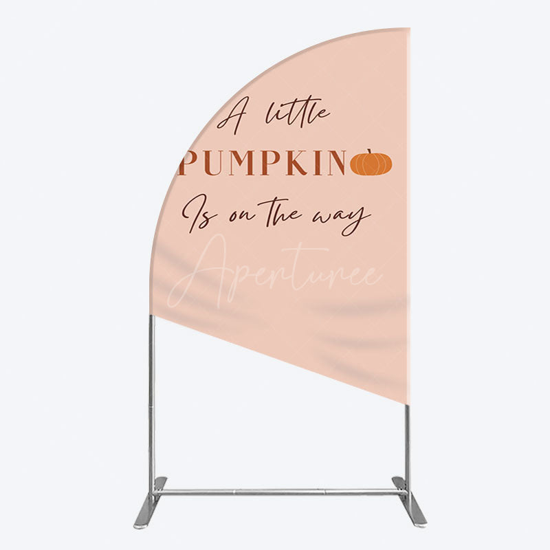 Aperturee - Aperturee Autumn Pumpkin Vibe Sweet Baby Shower Half Moon Arch Backdrop