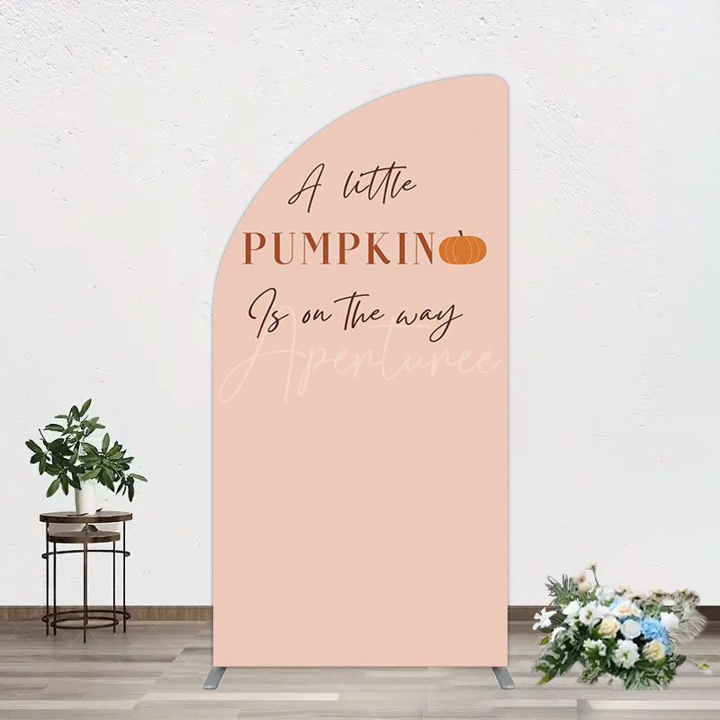 Aperturee - Aperturee Autumn Pumpkin Vibe Sweet Baby Shower Half Moon Arch Backdrop