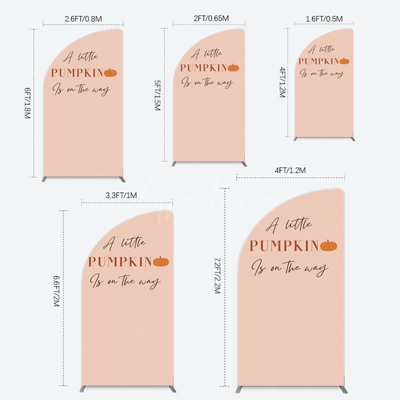 Aperturee - Aperturee Autumn Pumpkin Vibe Sweet Baby Shower Half Moon Arch Backdrop