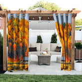 Aperturee - Aperturee Autumn Rural Farm Waterproof Printed Outdoor Curtains