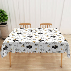 Aperturee - Aperturee Autumn Vibe Rectangle Tablecloth with Abutilon Flower Drawings for Elegant Fall and Thanksgiving Dining