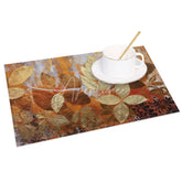 Aperturee - Aperturee Autumn Withered Leaves Pattern Set of 4 Placemats for Rustic Fall and Thanksgiving Dining Table Decor
