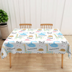 Aperturee - Aperturee Awesome Cartoon Animal World Rectangle Tablecloth for Kids Jungle Safari Birthday Party Decorations