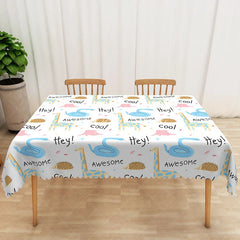 Aperturee - Aperturee Awesome Cartoon Animal World Rectangle Tablecloth for Kids Jungle Safari Birthday Party Decorations