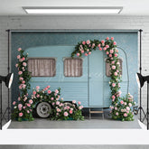 Aperturee - Aperturee Baby Blue Motor Home Floral Arch Wedding Backdrop