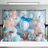 Aperturee - Aperturee Baby Blue Teddy Bear Hotair Balloon Photo Backdrop