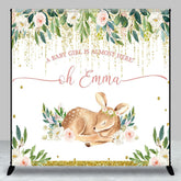 Aperturee - Aperturee Baby Girl Is Almost Here Deer Custom Name Backdrop